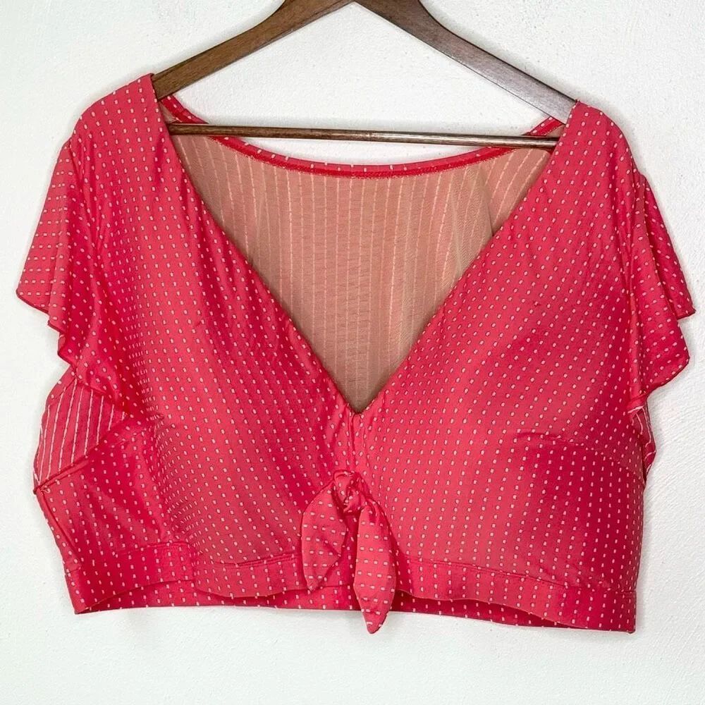 Swim By Cacique Bikini Top Pink Coral Lightly Lined No-Wire - Women’s US 30